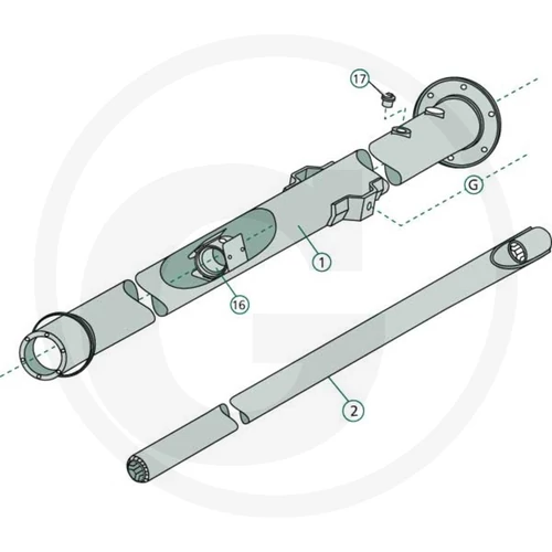 Keverőmű cső csapággyal 5000mm